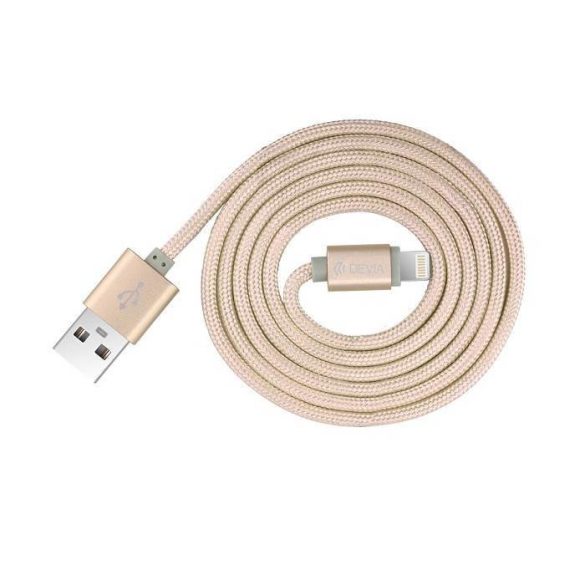 Cablu de date DEVIA Fashion Lightning MFI 1.2M - Aur roz