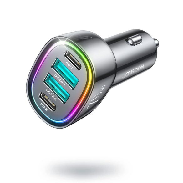 Încărcător auto Joyroom JR-CL29 2xPD+2xQC 3.0 70W RGB LED - negru