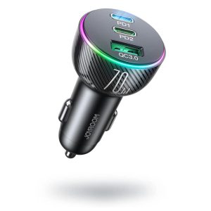 Încărcător auto Joyroom JR-CL26 2xPD+QC 3.0 70W RGB LED - negru