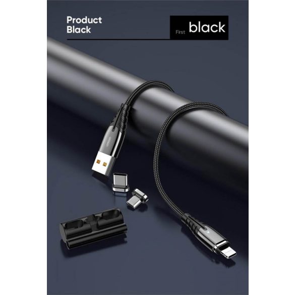 Cablu magnetic de date Joyroom S-M408 3A Micro USB 1.2M - negru