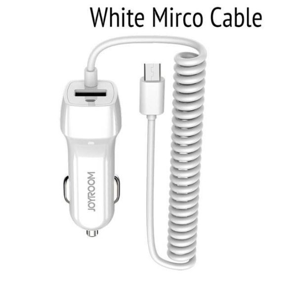Joyroom UP-522AL Micro USB 2.1A + 1xUSB încărcător auto - alb