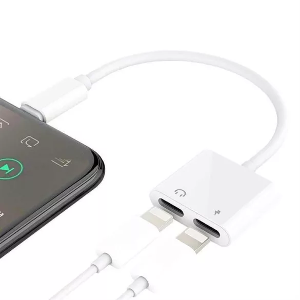 JOYROOM S-M403 Ben 2X Lightning Audio și Adaptor de încărcare - Alb