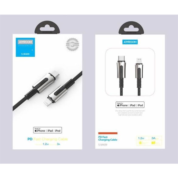 Cablu de date Joyroom S-M409 Knight PD 3A 1.2M MFI - negru