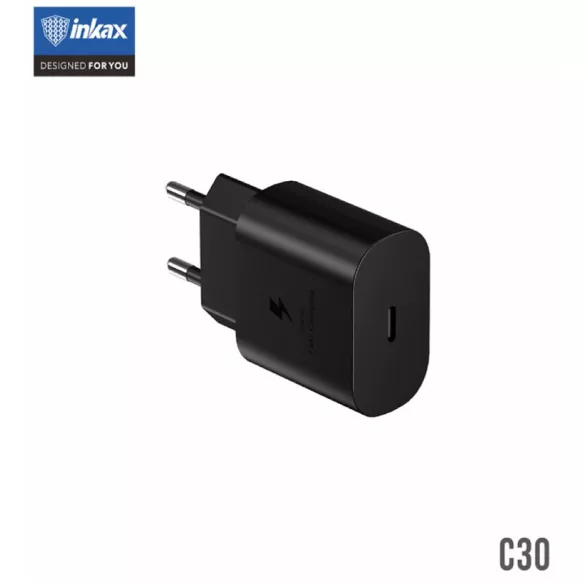 INKAX C30 PD 25W PD Cap de încărcare + cablu de încărcare 1M PD USB Type-C - Negru