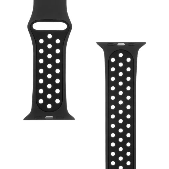 Curea de ceas Apple iWatch TACTICAL 161 dublu silicon 42/44/45 mm - negru